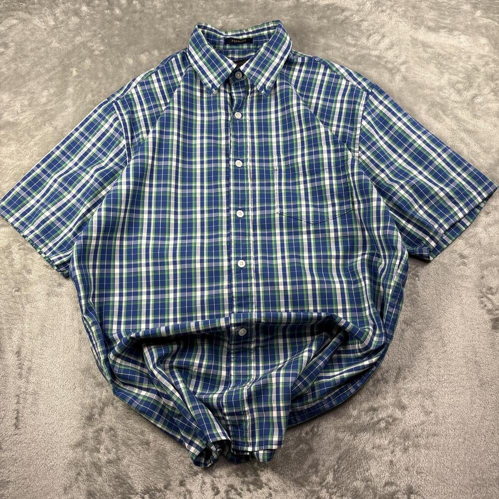 Men’s Green & Blue Plaid Pendleton Preppy Medium Fremont Casual Short Sleeve - Picture 1 of 6